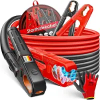 MASKO Startkabels Auto 4 Meter 1500A voor benzine, diesel en hybride Motoren | Starthulp Jumpstarter Geschikt voor Auto, Vrachtwagen, Bus en Boot| inclusief handschoenen en opbergtas - Zwart / Rood