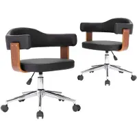 vidaXL Eetkamerstoelen draaibaar 2 st gebogen hout en kunstleer zwart