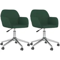 vidaXL Eetkamerstoelen draaibaar 2 st stof donkergroen