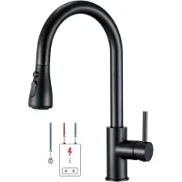 CECIPA MAX Lage Druk Uittrekbare Keukenkraan - Zwarte Keukenkraan met Uittrekbare Uitloop - Handdouche - 3 Waterstraalsoorten - Keukenmengkraan