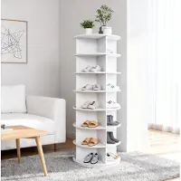 MODFU - Schoenenkast - 360° Draaibaar - 7 Etages - Staand Rek - Kunststof - Wit