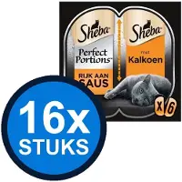 Sheba 16x - Perfect Portions Adult Kalkoen in Saus Multipack - Kattenvoer Natvoer - 6x37,5g