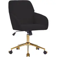 Merax Ergonomische Bureaustoel - Zwart Fluweel - Goudkleurig Onderstel - In Hoogte Verstelbaar - 360° Draaibaar - Met Armleuningen en Wielen