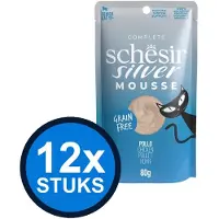 Schesir 12x Silver Senior Mousse - Kip - Kattenvoer Natvoer - 80g