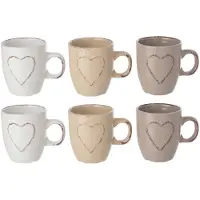 J-Line kopje Hart - steengoed - wit/beige - 6 stuks