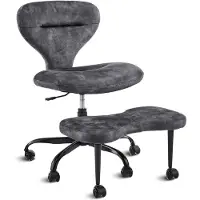 Merax Ergonomische Bureaustoel - Grijs - Kruisbeenstoel met Voetsteun - In Hoogte Verstelbaar - 360° Draaibaar - Meditatiestoel met Wielen