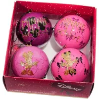 Kurt S. Adler kunststof kerstbal disney minnie mouse 7.5cm roze 4 stuks
