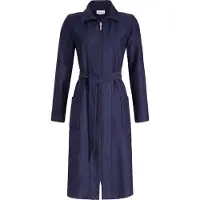 Ringella Nachtblauwe badstof dames badjas ritssluiting - Blauw - Maat - 40