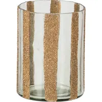 J-Line Gestreepte kandelaar - glas - goud/transparant - large