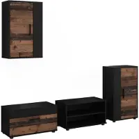 Vicco Woonwand Berno Zwart/Oldstyle Set van 4 stuks, Model 59231