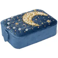 BERK Sieraden- & Tarotdoos Fluweel blauw met maan