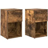 vidaXL Bedkast 2 st Gerookt eiken 29 x 31,5 x 49 cm Bewerkt hout