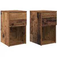 vidaXL Bedkast 2 st Oud hout 29 x 31,5 x 49 cm Bewerkt hout