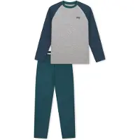 Schiesser Nachtkledij ' Nightwear ' grijs gemêleerd / petrol