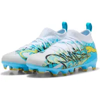 Puma Future 9 Match Playmaker Gras / Kunstgras Voetbalschoenen (MG) Kids Wit Vibrant Blue Sun Stream Lichtblauw