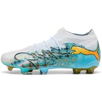 Puma Future 9 Ultimate Playmaker Gras Voetbalschoenen (FG) Wit Vibrant Blue Sun Stream Lichtblauw