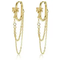 Yehwang Hangende oorbellen met ketting, eenvoudige, alledaagse, simpele serie, damessieraden - zilveren kleur