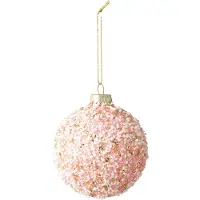 J-Line Kerstbal met parels - glas - roze - set van 24