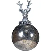 Mars & More decoratie bal hert antiek zilver 8cm