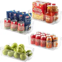 Buxibo 4 Stuks Koelkast Organizer Set - Stapelbare Bakken - Multifunctionele Bakjes - Badkamer/Kast/Kantoor Bak - 37x19x10CM
