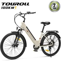 Touroll J2 ST Elektrische Fiets / E-bike - 250W Motor - 45 Nm - 100 km Actieradius - Shimano 7 Versnellingen - Lage Instap - Bagagedrager - Zand