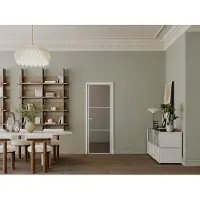 Vente-unique Omkeerbaar deurblok in aluminium en getint gehard glas - H204 x B73 cm - Wit MASERU