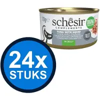 Schesir 24x - Tonijn & Inktvis in Gelei - Kattenvoer Natvoer - 70g