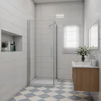 AICA hedendaags Douchecabine draaideur+zijwand 80x76x195cm 6mm EasyClean veiligheidsglas 50cm Stabilisatiestang (draaibaar) profiel van glanzend chroom Inclusief complete douchebak