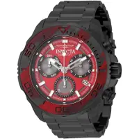 Invicta Carbon Hawk 51081 herenhorloge - Quartz uurwerk - Roestvrij staal met een rode wijzerplaat - 48 mm