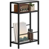 HOMCOM bijzettafel - staal - gehard glas - zwart
