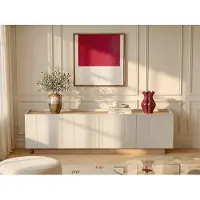 Vente-unique Tv-meubel met 4 deuren - Beige en Natuurlijk licht ANARZA