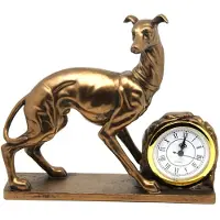 Queen Isabell - klok - Decoratieve staande klok hondenfiguur - golden greyhound