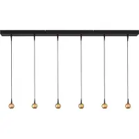 Masterlight 6-lichts hanglamp Talana zwart met goud Ø 6cm DTW