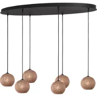 Masterlight 6-lichts hanglamp Corda ovaal rotan Ø 20cm