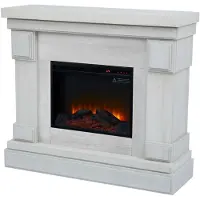 Teamson Home Hestia Vrijstaand Elektrisch Haard - Houtnerf Afwerking - 120,7cm lang - Wit