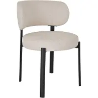 Vente-unique Set van 6 stoelen in getextureerde stof en zwart metaal - Beige - ASILOVA L 55 cm x H 78.5 cm x D 60.5 cm