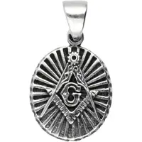 MOOYE ® - Collectie Zilveren Vrijmetselarij in ovaal bewerkt ketting hanger