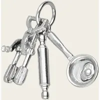 MOOYE ® - Collectie Zilveren Pan, deegroller en mixer kettinghanger