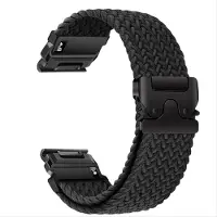 INF Elastische geweven nylon horlogeband compatibel met Garmin Fenix 8/7X Pro/955/965 met magnetische sluiting Black 22 mm