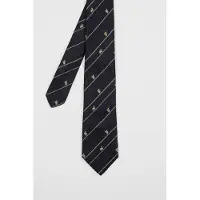 Paul Smith Men Tie Rabbit Stripe Black Maat: 6 | Stropdassen Outlet | Heren | Zwart