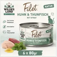 Wildes Land Filet Kip & Tonijn met Spinazie - Katten natvoer - 6x80gr