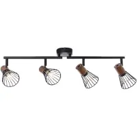 Brilliant Landelijke plafondlamp Manama 4-lichts zwart met houtbruin