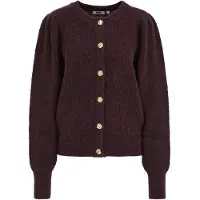 We fashion - Dames gebreid vest van wolmix met gouden knopen - Regular fit - Aubergine - Maat: XXL