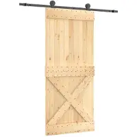 vidaXL Schuifdeur Naturel en Zwart 90 x 210 cm Massief Pine Hout