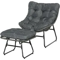 Outsunny - Rattansessel Set - Metaal - PE Rattan -Grijs