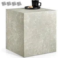 TecTake Vierkante Salontafel Lasley - 45 x 45 x 50 cm - Massieve Bijzettafel van MDF in Travertijnlook - Tafeltje voor bij de Bank of Woonkamer - Draagkracht 45kg