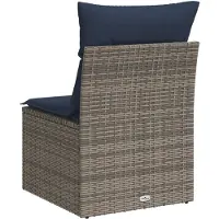 vidaXL Tuinstoel zonder armleuning met kussens poly rattan grijs