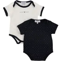 Emporio Armani Rompers s/s - 2-pack - Aquile Blu - - 12 mnd - Rompers Korte Mouw