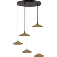 Masterlight 5-lichts hanglamp Ceppo zwart met goud Ø 22cm rond