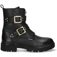 Braqeez chunky leren enkelboots - zwart Meisjes Leer - maat 34
